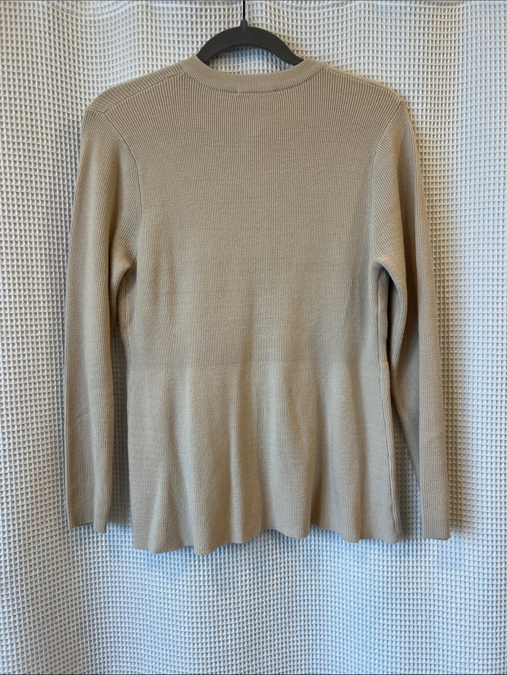 Classic Ribbed Button-Front Cardigan - Beige - Picture 5 of 5